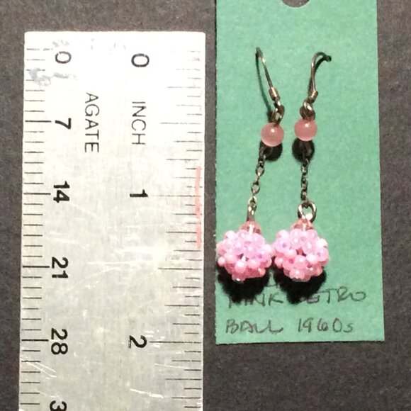 Channel your Inner Vintage Barbie with these Swinging '60s Pink Dangle Earrings - Picture 2 of 3